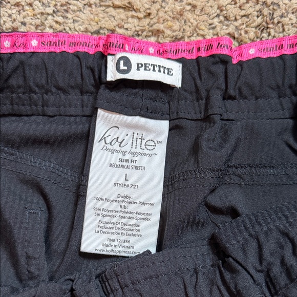 Women's Large Petite Koi Lite Black Scrub Pants - Picture 2 of 4